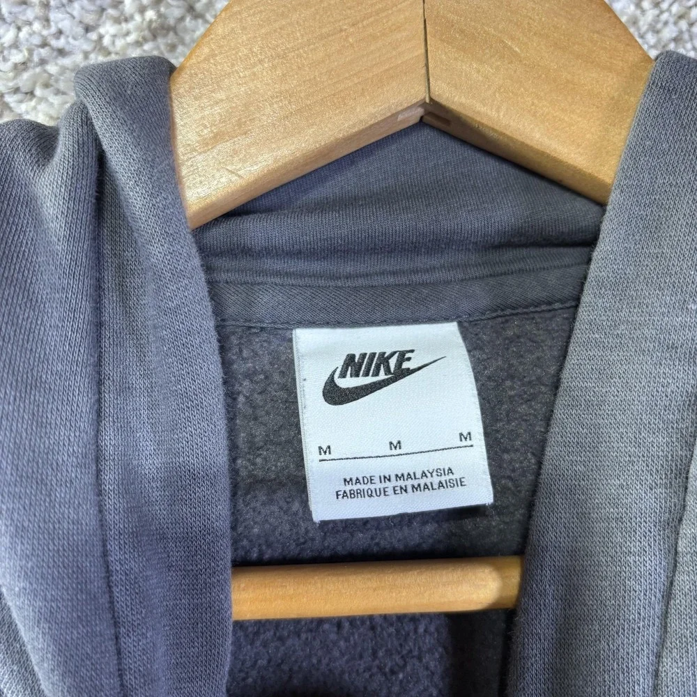 Nike Hoodie Mens Medium Gray Pullover Fleece Swoosh Logo Sweatshirt Casual - Picture 3 of 7